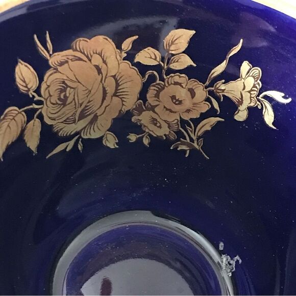 Bareuther Waldsassen Echt Cobalt Handarbeit Rose Demitasse Cup & Saucer Set 24kt - Picture 9 of 16